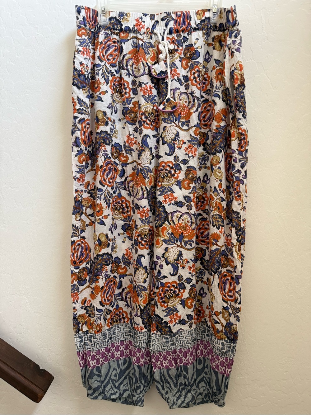 Anthropologie Floral Print Wide-Leg Pants - White, Rust, Navy, Purple